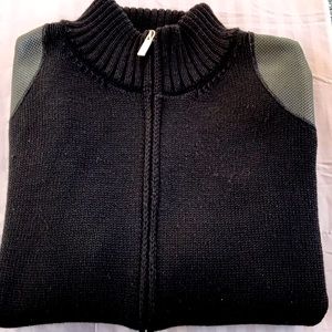 PORSCHE DESIGN Merino wool zip up sweater, size M, Porsche leather on shoulders